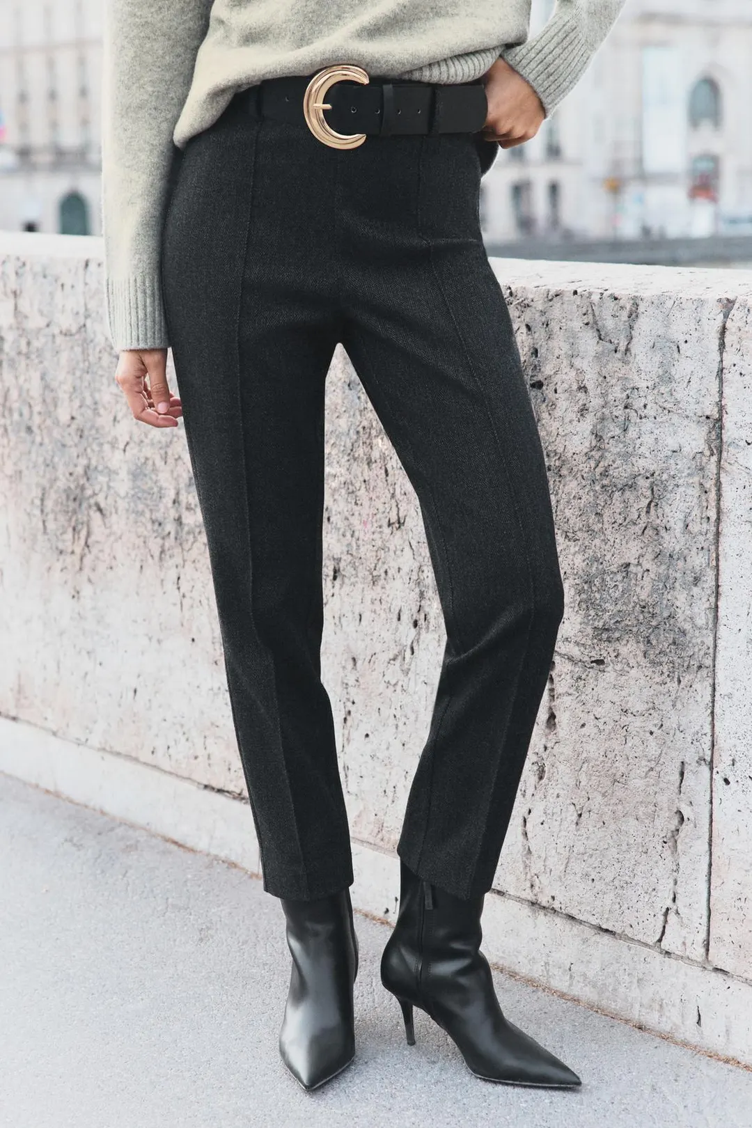 Легинсы с поясом и декоративными швами, Zara