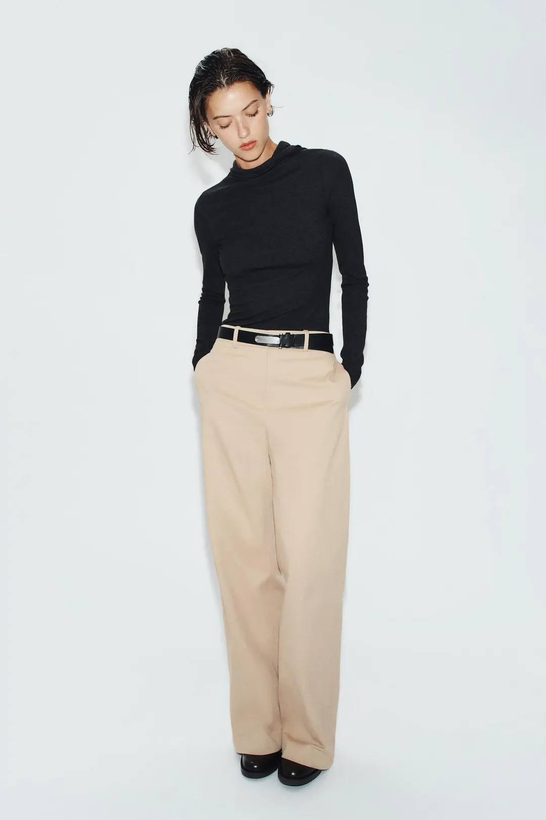 Облегающая футболка с капюшоном, Zara