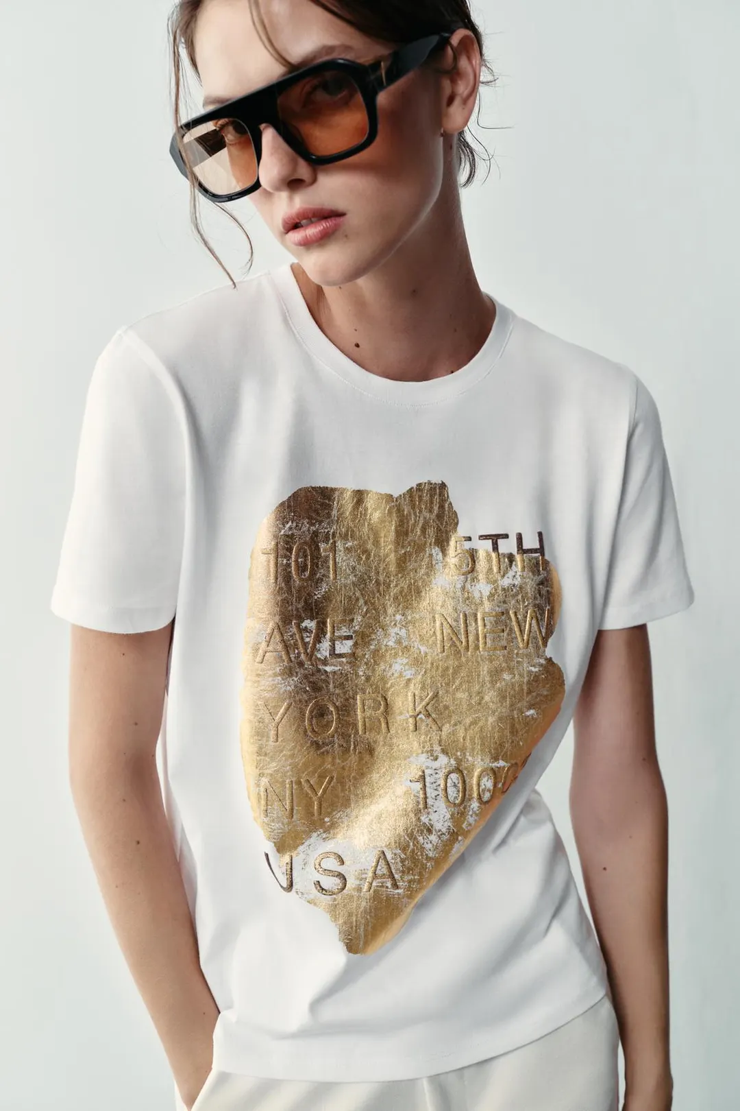 Футболка с короткими рукавами и эффектом металлик, Zara