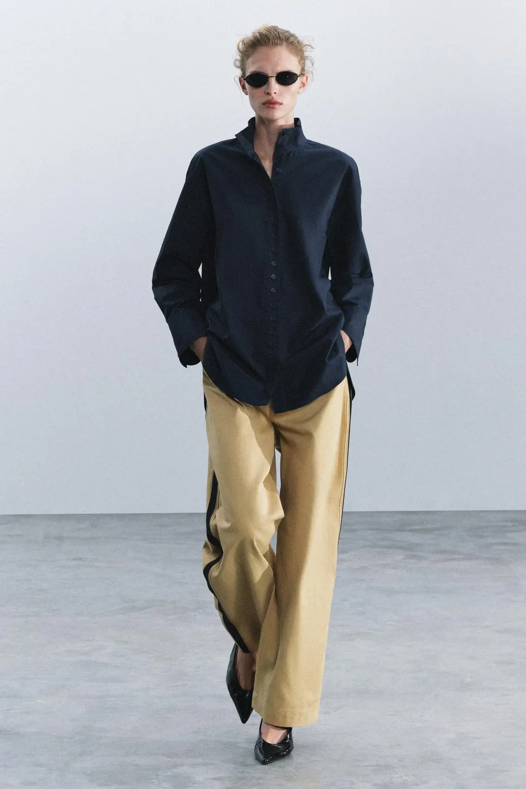 Рубашка с высоким воротником ZW Collection, Zara