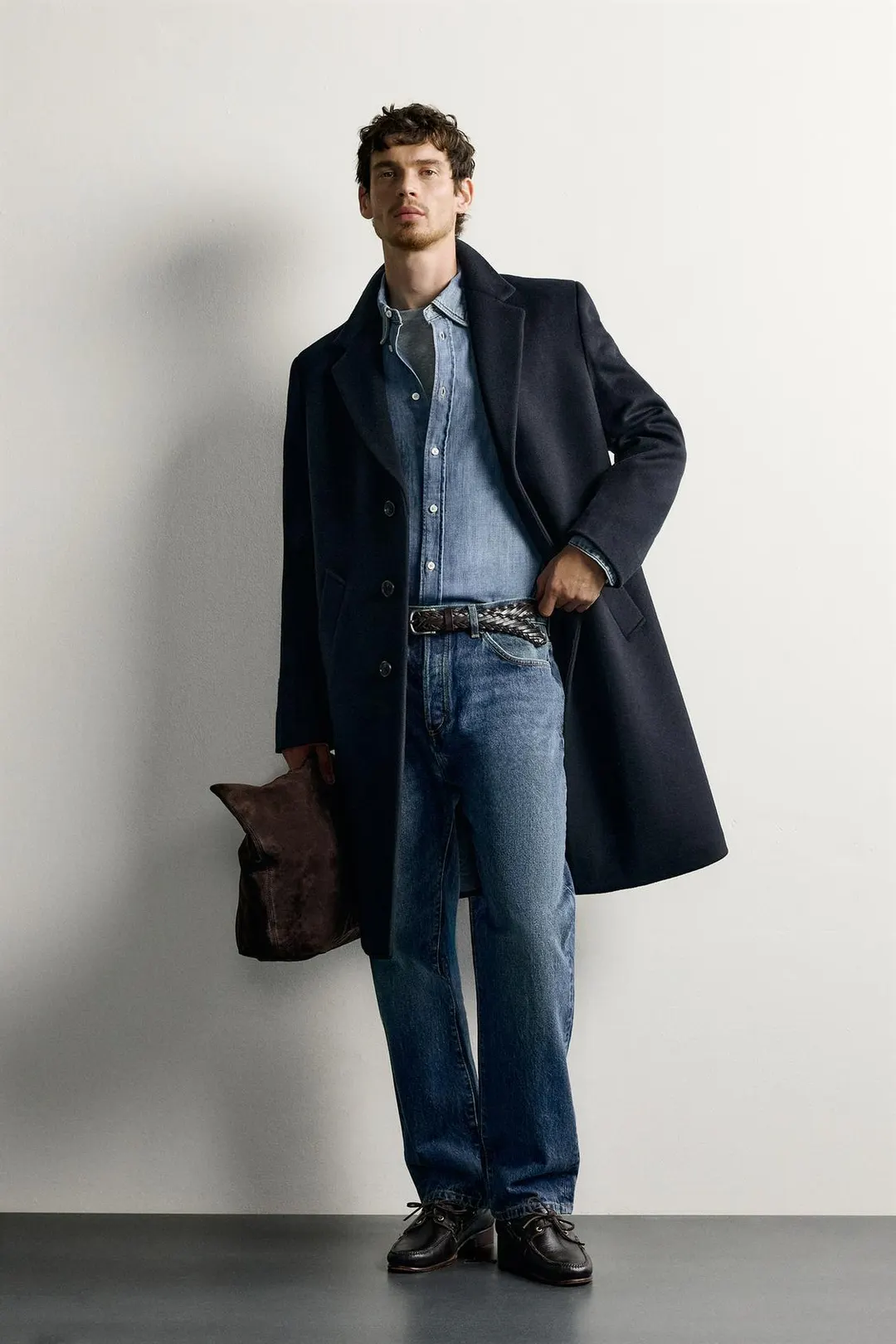 Пальто стандартного кроя из смесовой шерсти, Zara