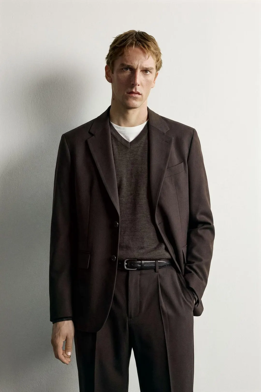 Блейзер костюмный из смесовой шерсти, Zara