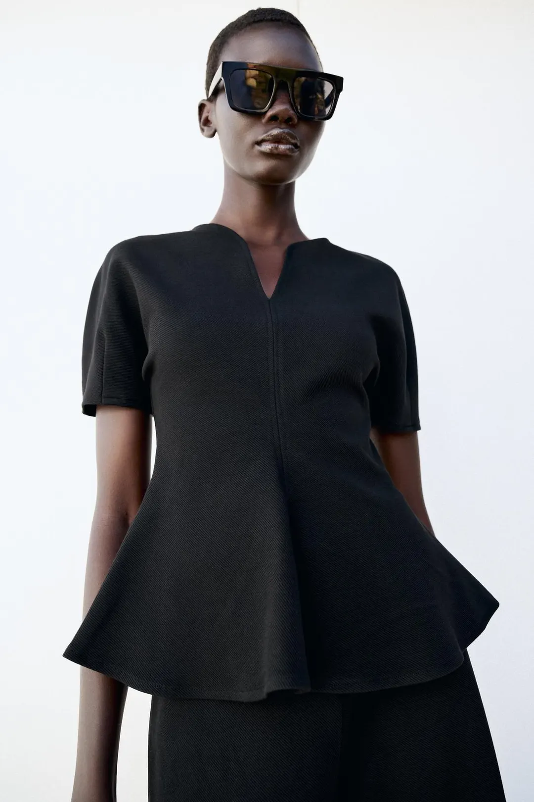 Топ с баской и пышными рукавами, Zara