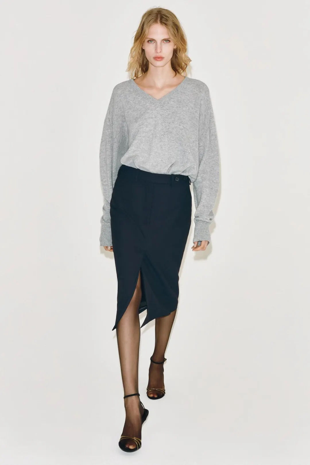 Юбка миди в полоску ZW Collection, Zara