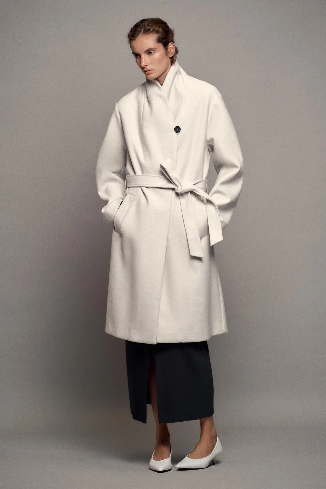 Мягкое пальто с поясом, Zara