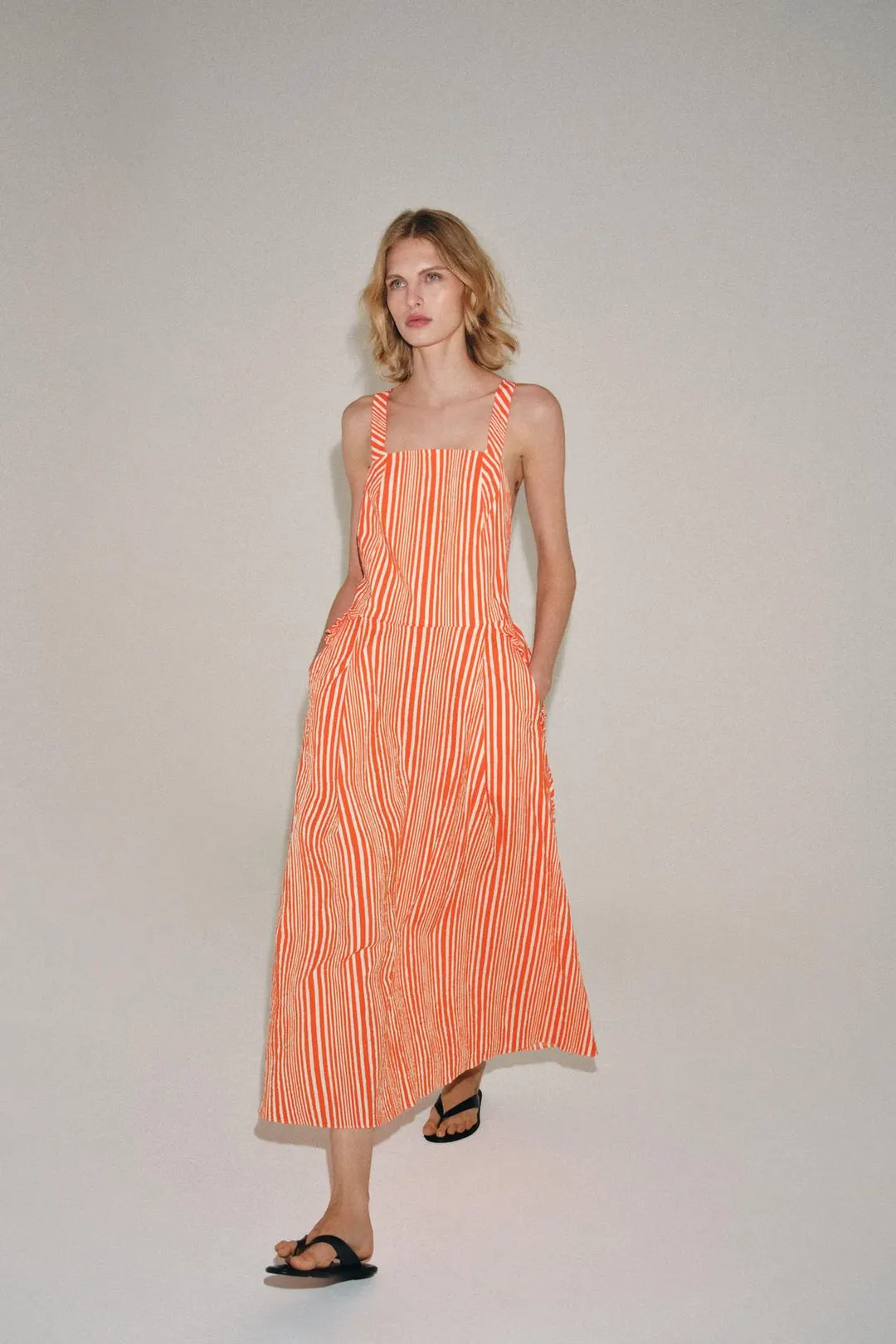 Платье миди в полоску ZW Collection, Zara