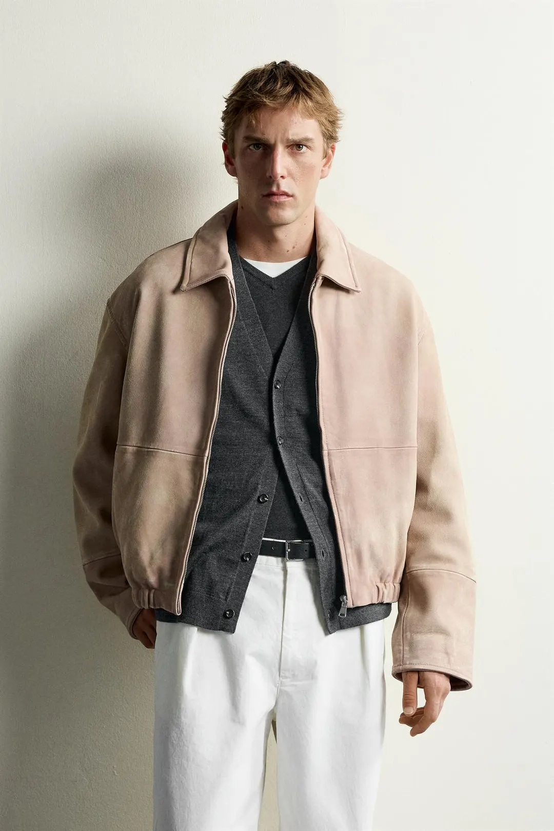 Куртка кожаная с эффектом выцветания, Zara