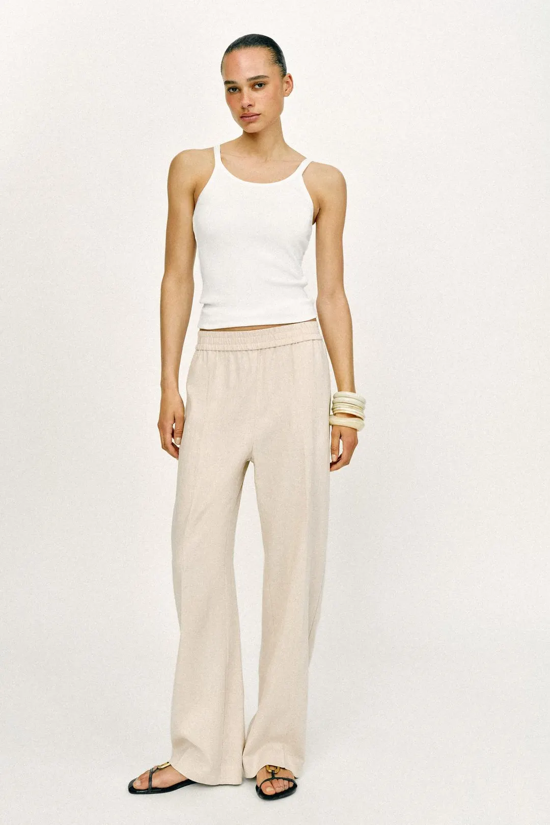 Брюки прямого кроя со льном, Zara