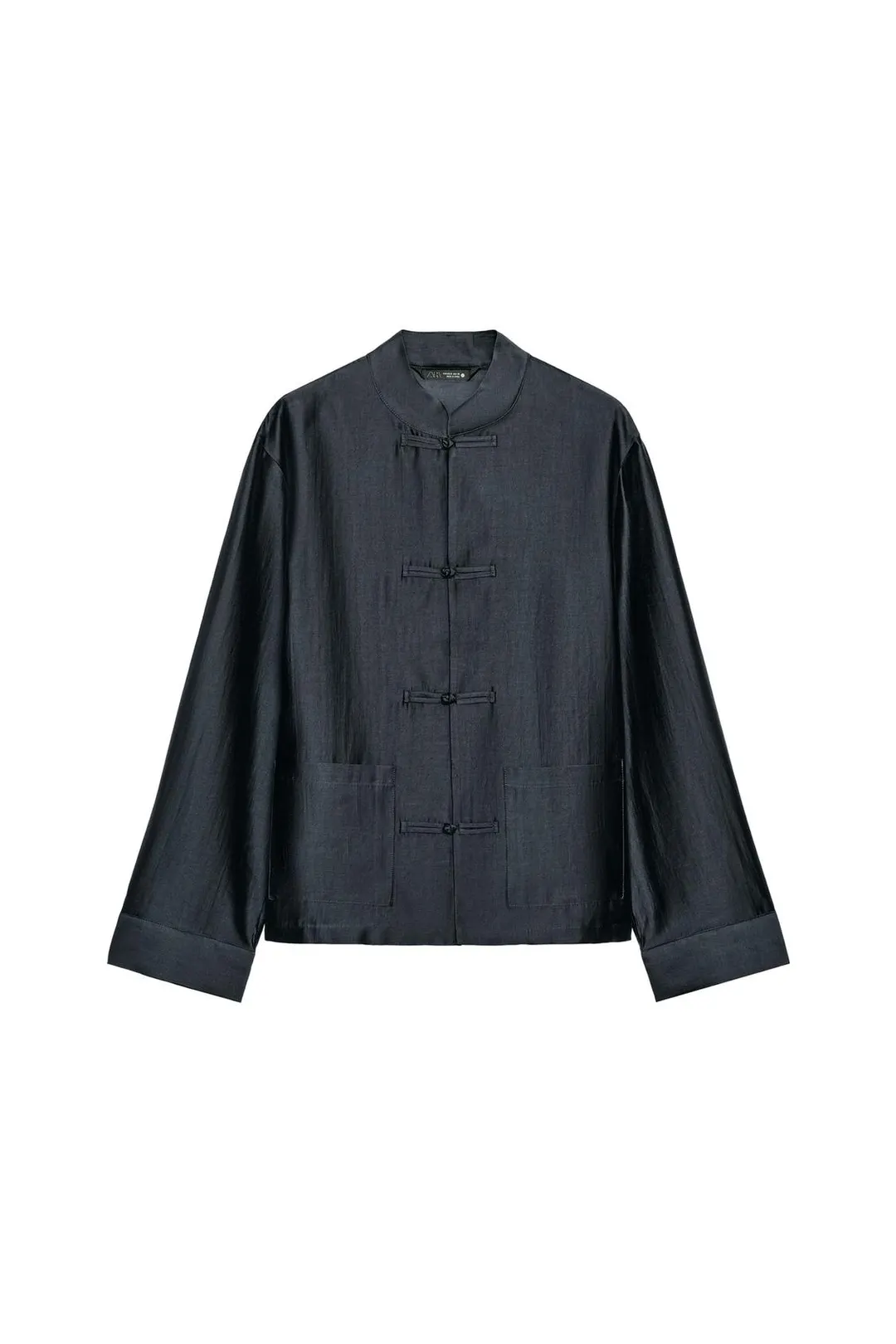 Сатиновая рубашка с застежкой на навесные петли ZW Collection, Zara