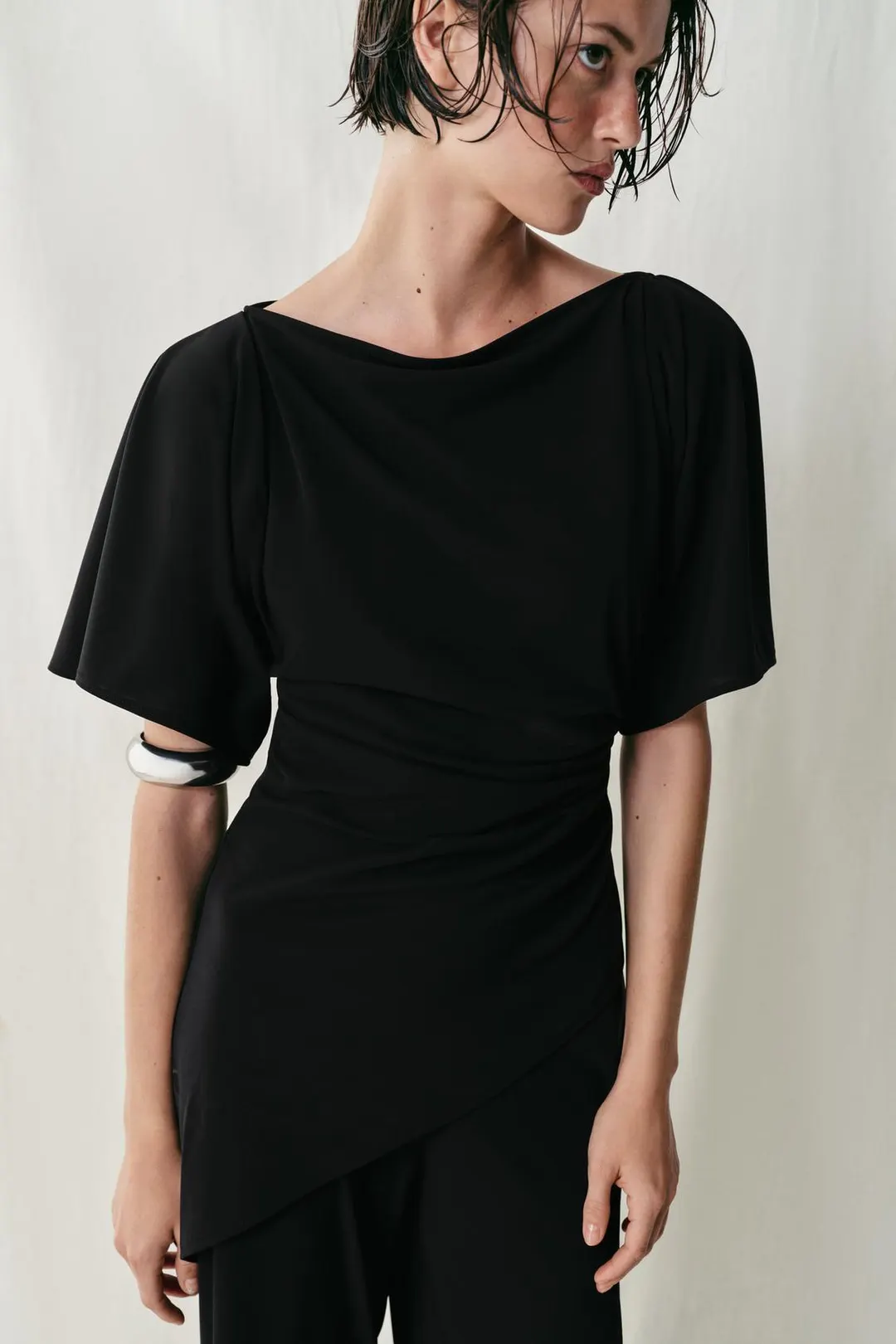 Топ из крепа с драпировкой, Zara