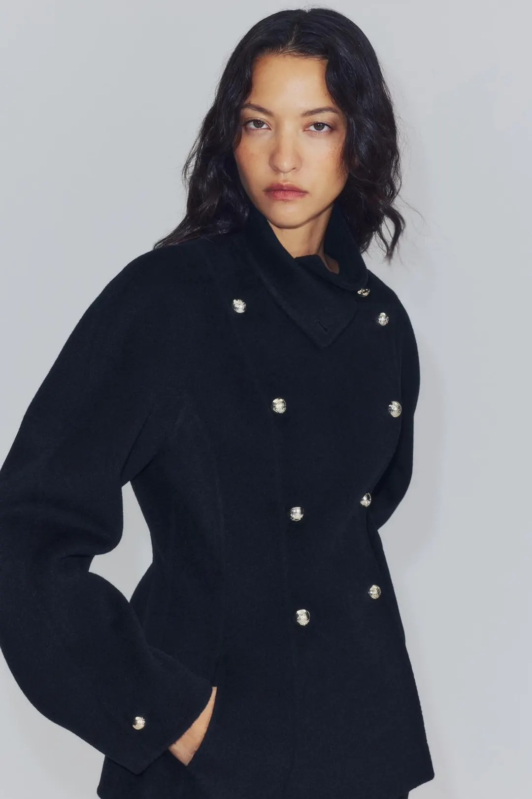 Куртка ZW Collection из смесовой шерсти на пуговицах, Zara