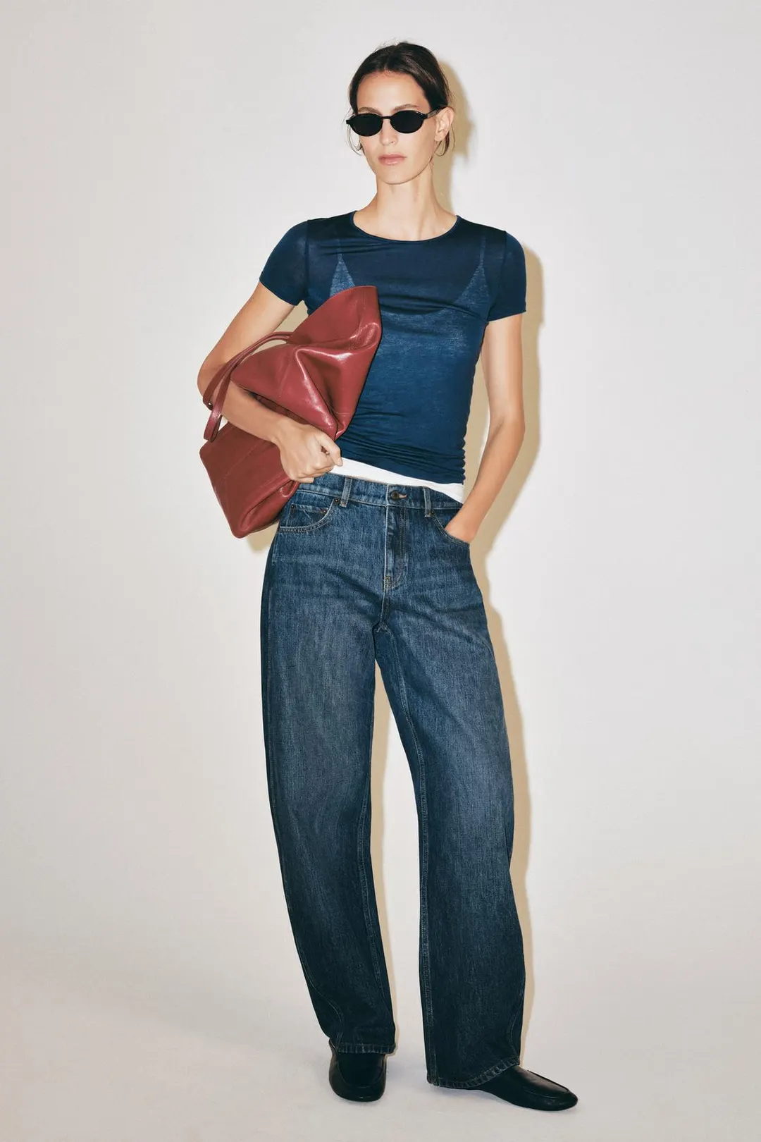 Джинсы ZW Collection прямого изогнутого кроя с низкой посадкой, Zara