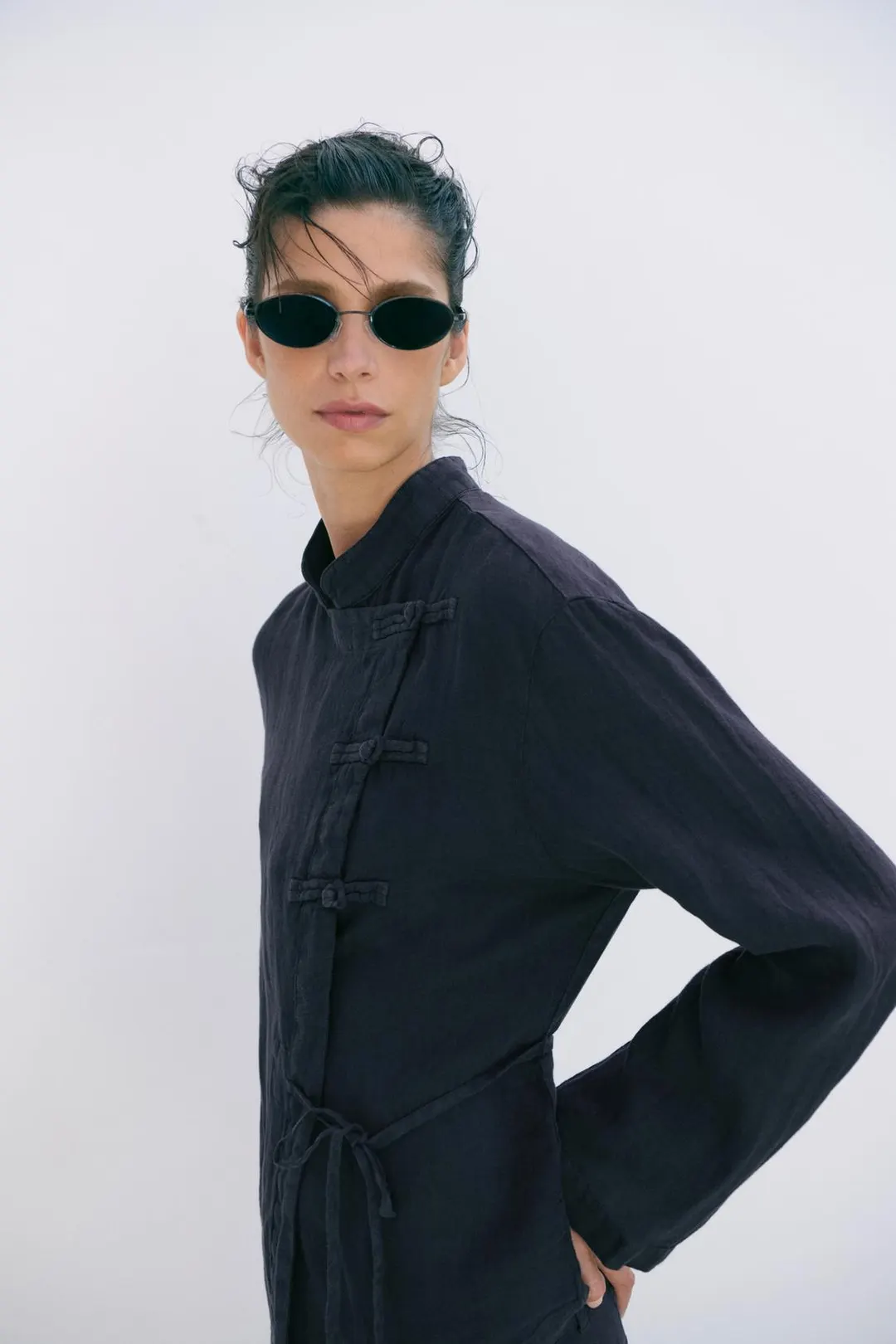 Брюки-бочки ZW Collection из 100% льна, Zara