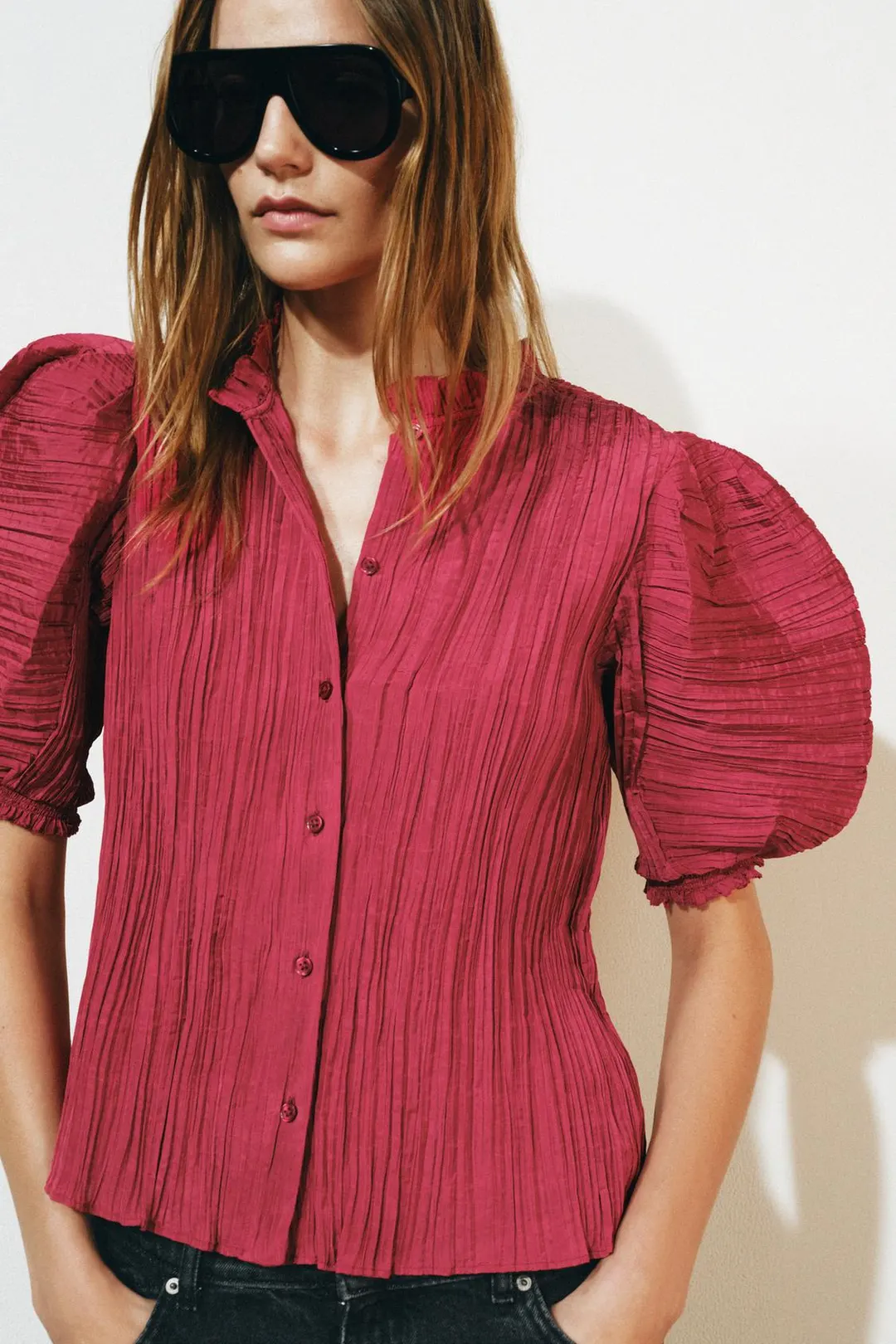 Рубашка ZW Collection с пышными рукавами, Zara