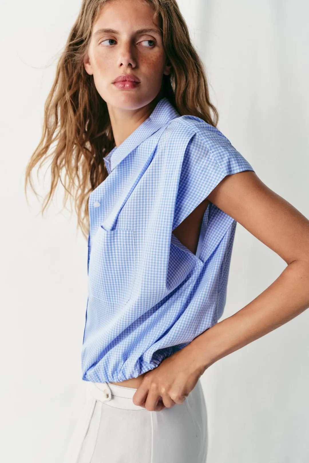 Укороченная рубашка с объемным кроем, Zara