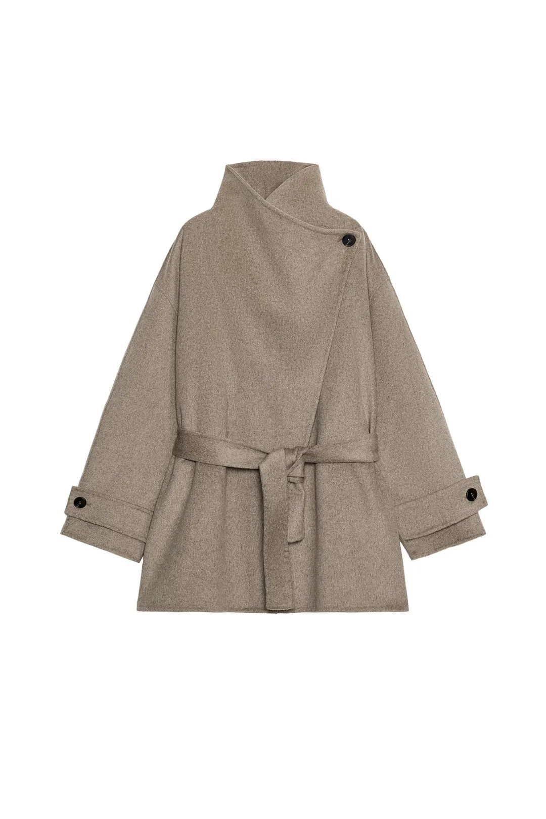 Двубортное пальто из смесовой шерсти с поясом, Zara