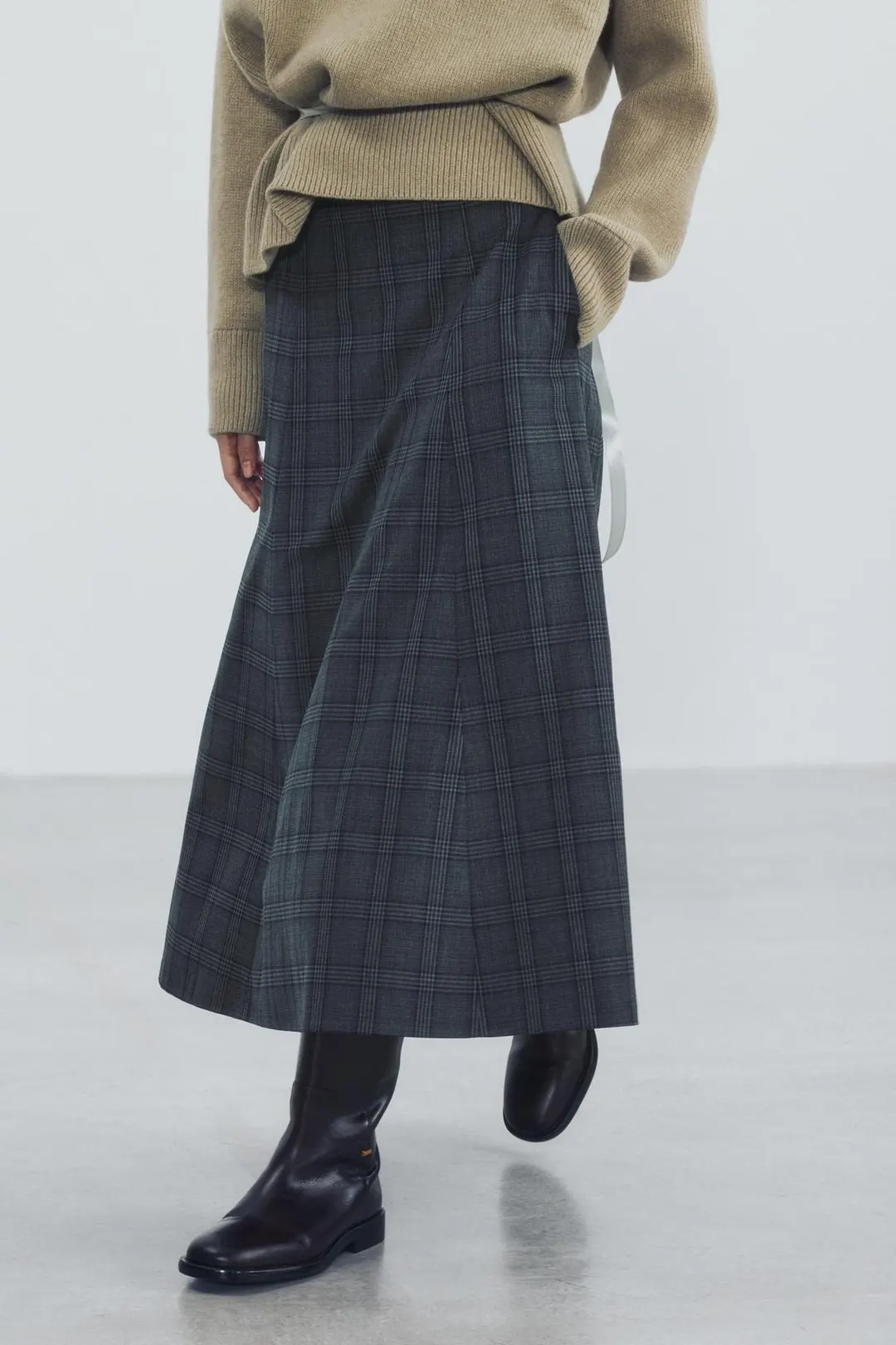 Юбка миди в клетку ZW Collection, Zara