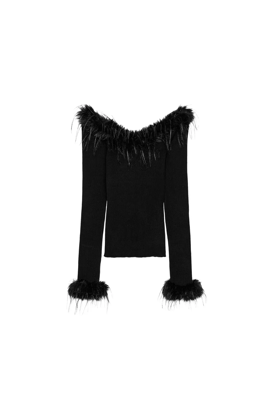 Топ комбинированный с искусственным мехом, Zara