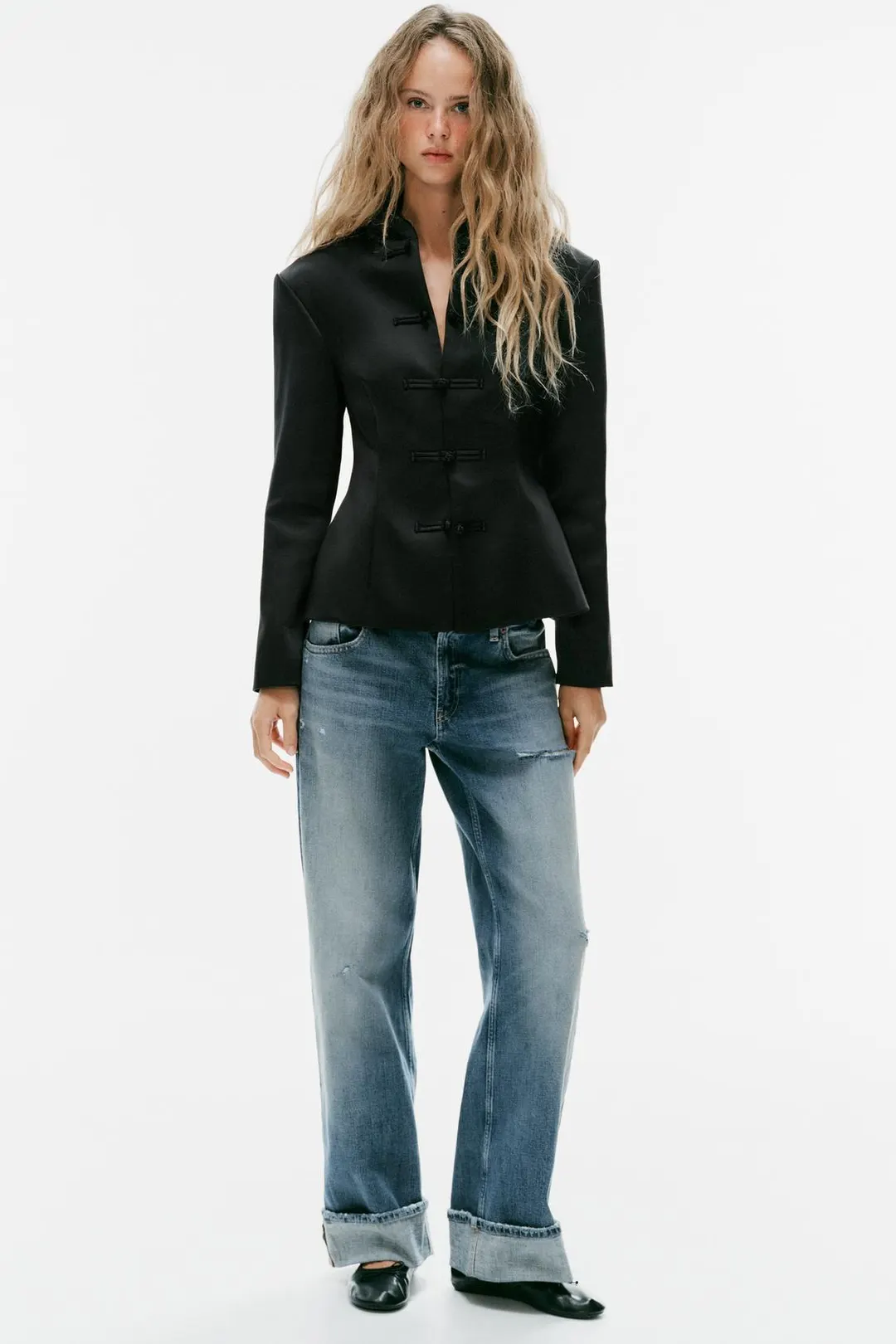Атласная куртка с застежкой на навесные петли, Zara