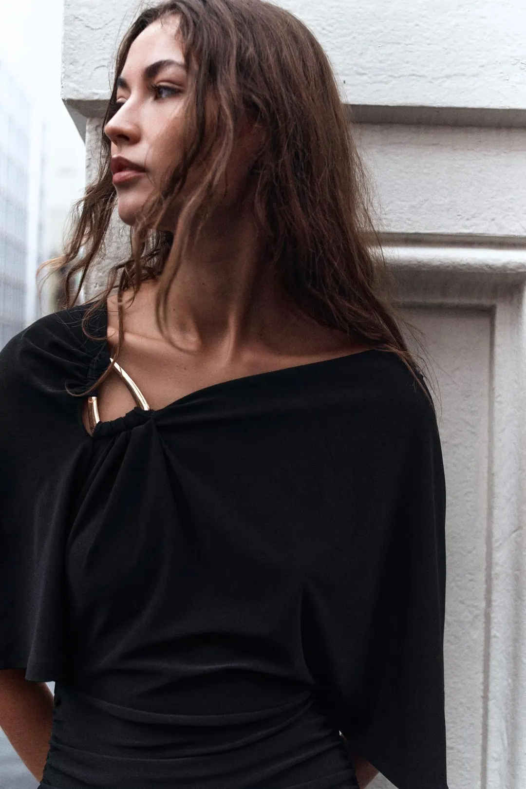 Платье длинное с отделкой, Zara