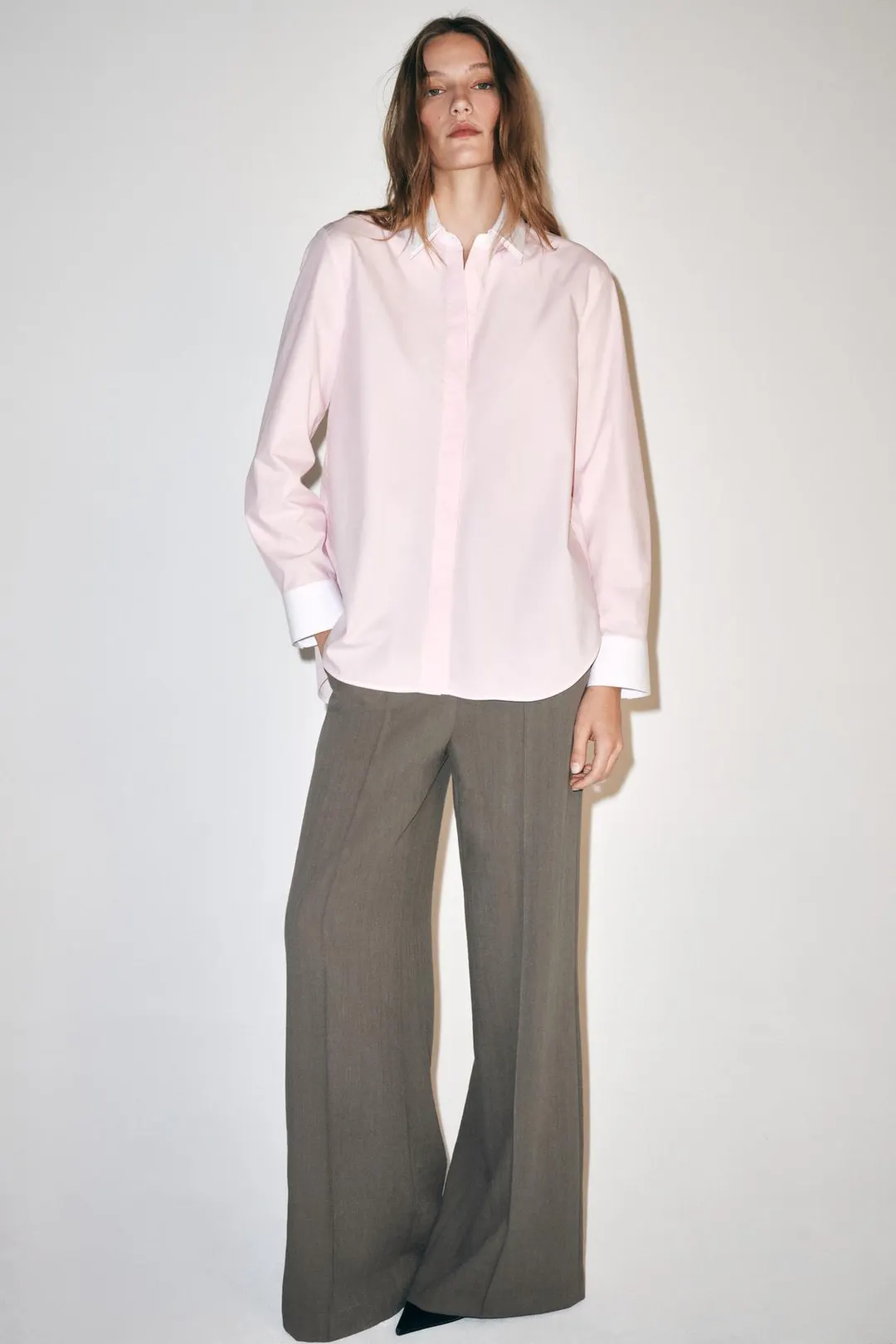 Рубашка с двойным воротником ZW Collection, Zara
