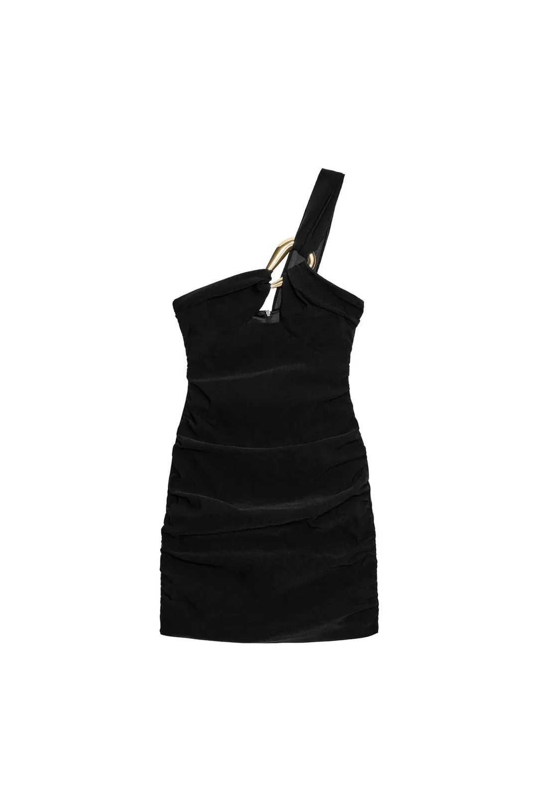 Платье мини драпированное с металлической деталью, Zara