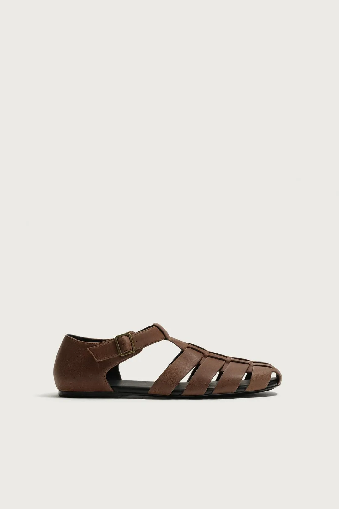 Сандалии из кожи с переплетенными ремешками, Zara