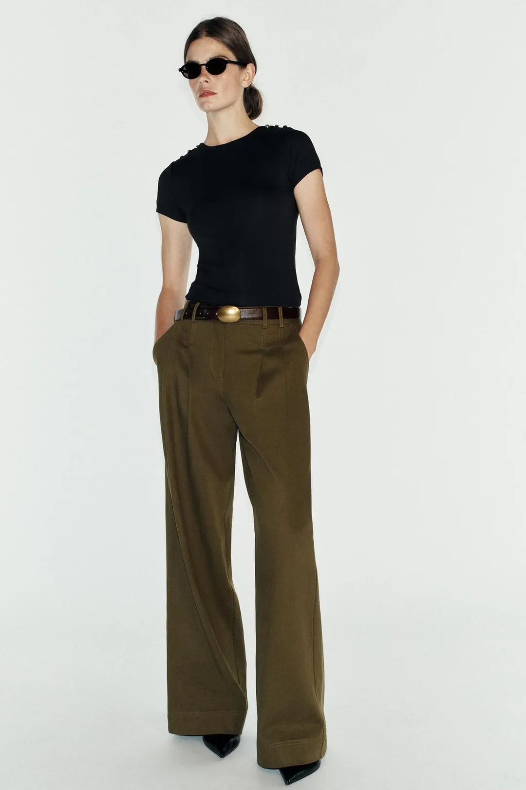 Топ в рубчик на пуговицах, Zara
