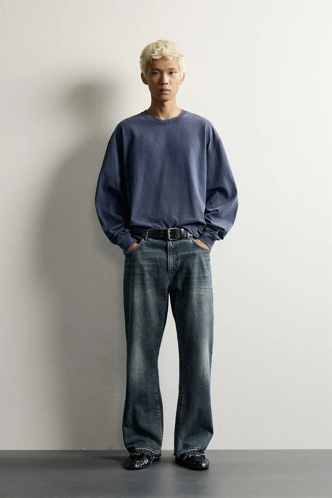 Футболка вареная из меланжевого трикотажа relaxed fit, Zara
