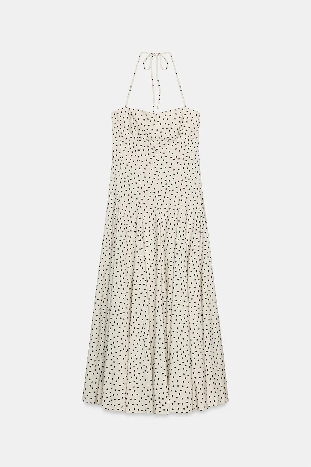 Платье миди в горошек с вырезом халтер, Zara