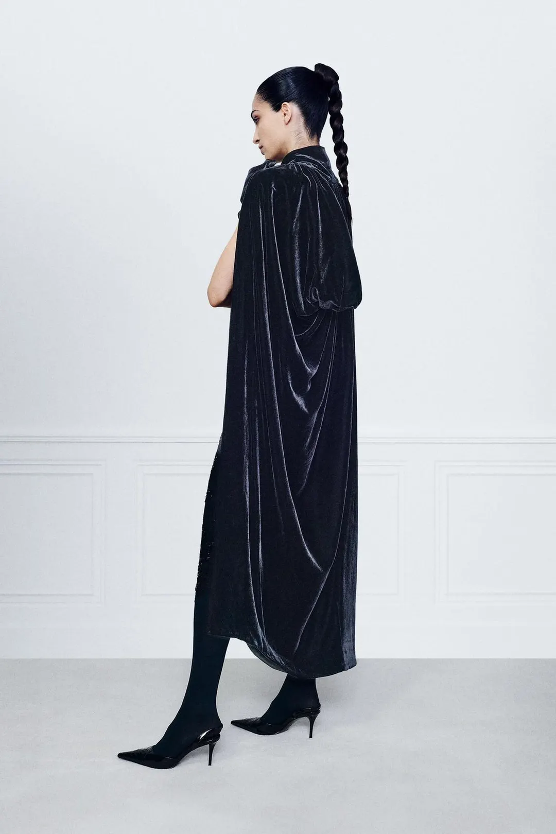 Бархатная накидка с бантом ZW Collection, Zara