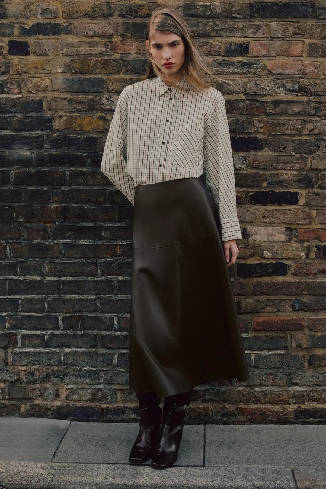 Рубашка оверсайз в клетку, Zara