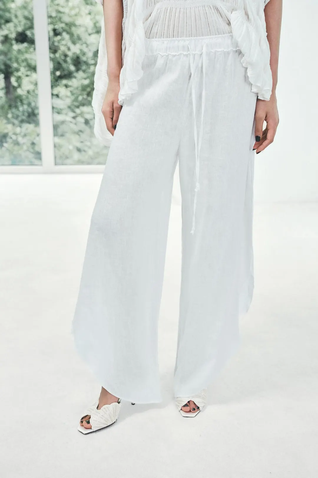 Брюки из 100% льна с разрезами ZW Collection, Zara
