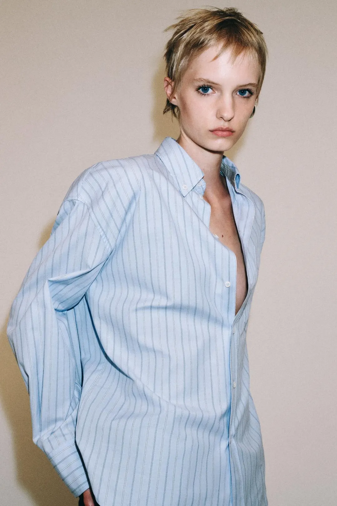 Рубашка оксфорд в полоску ZW Collection, Zara
