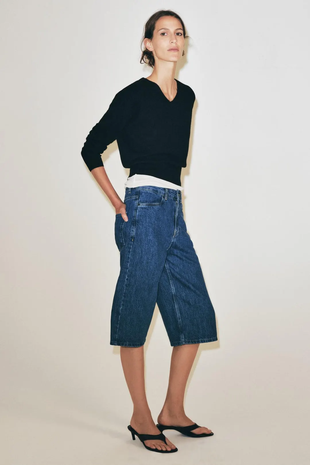 Джинсовые бермуды ZW Collection со средней посадкой, Zara