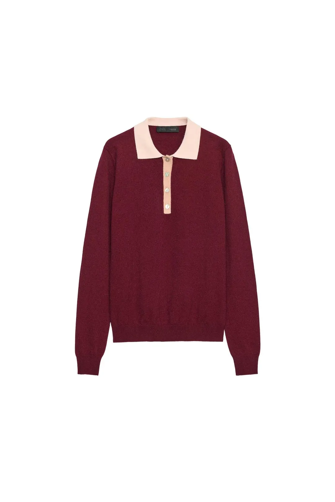 Комбинированное вязаное поло, Zara