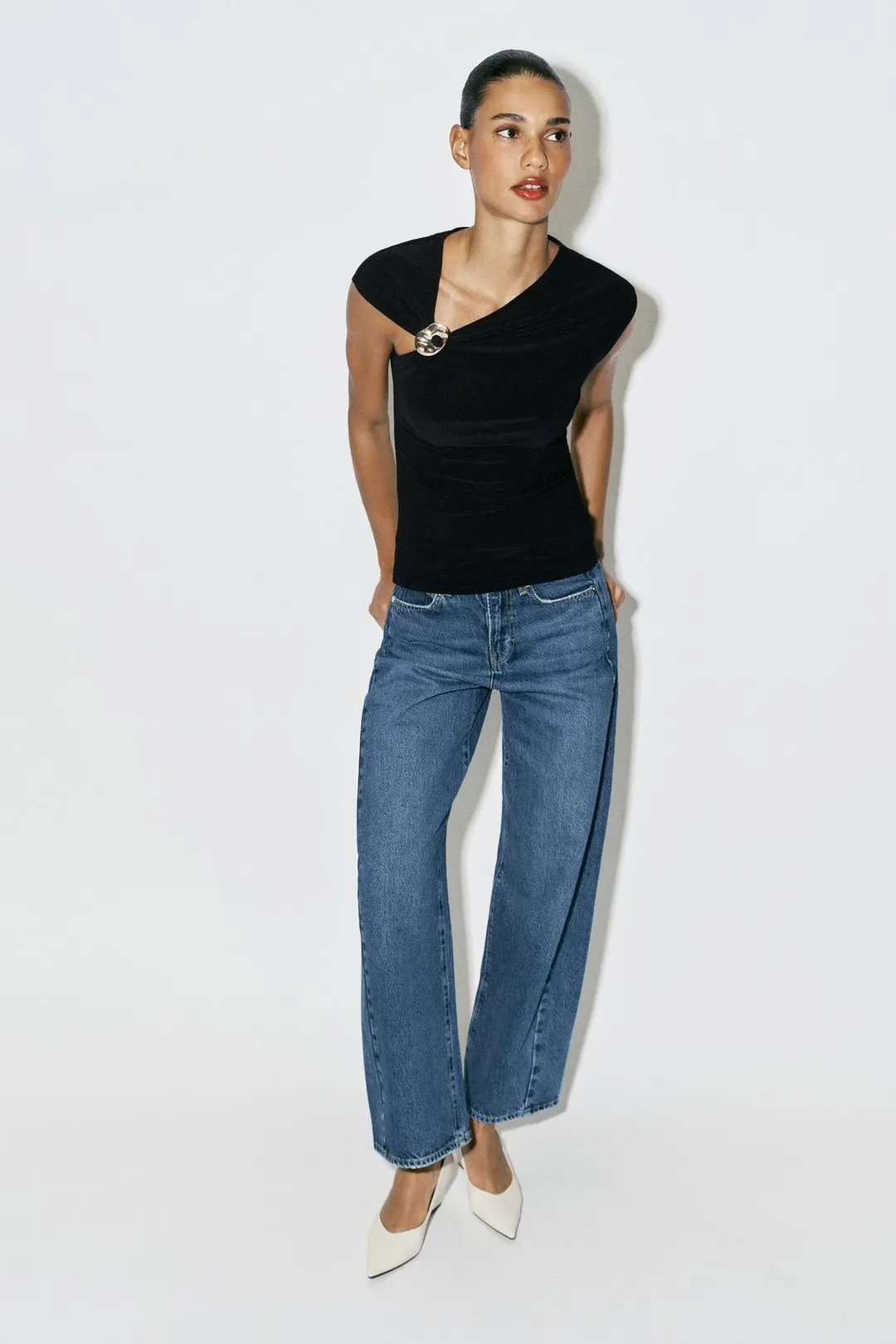 Топ с драпировкой и декоративной отделкой, Zara