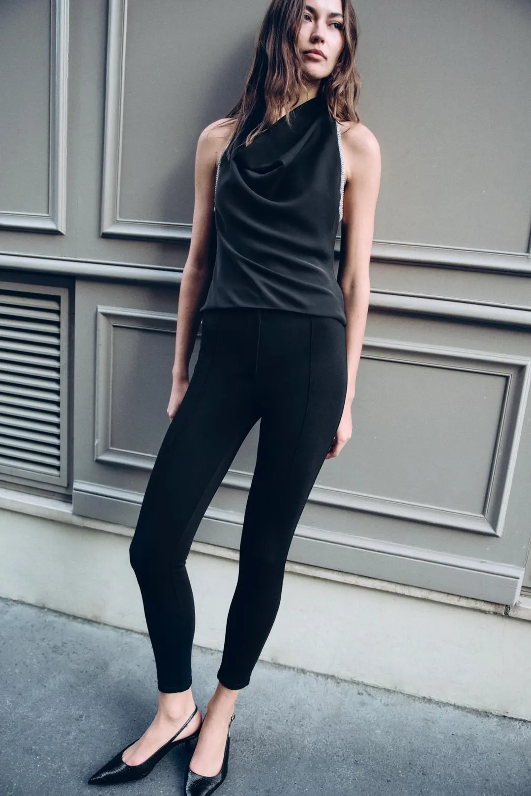 Топ халтер с бусинами, Zara