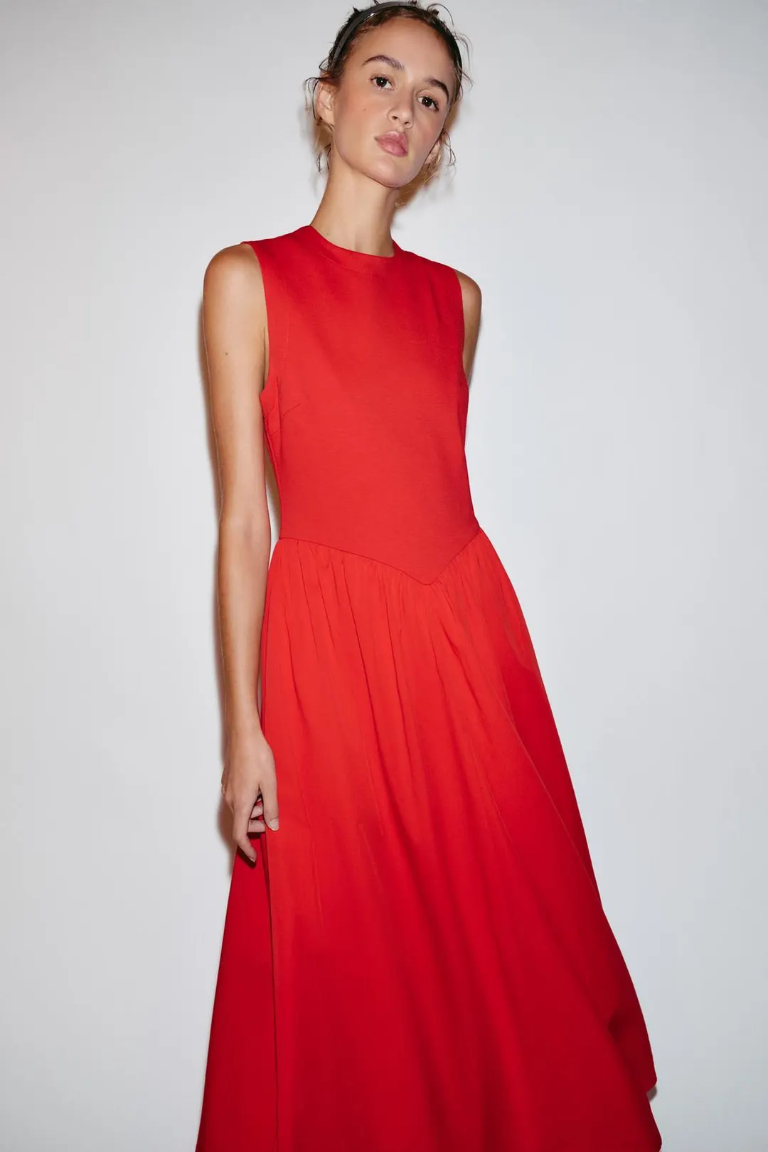 Платье комбинированное миди, Zara