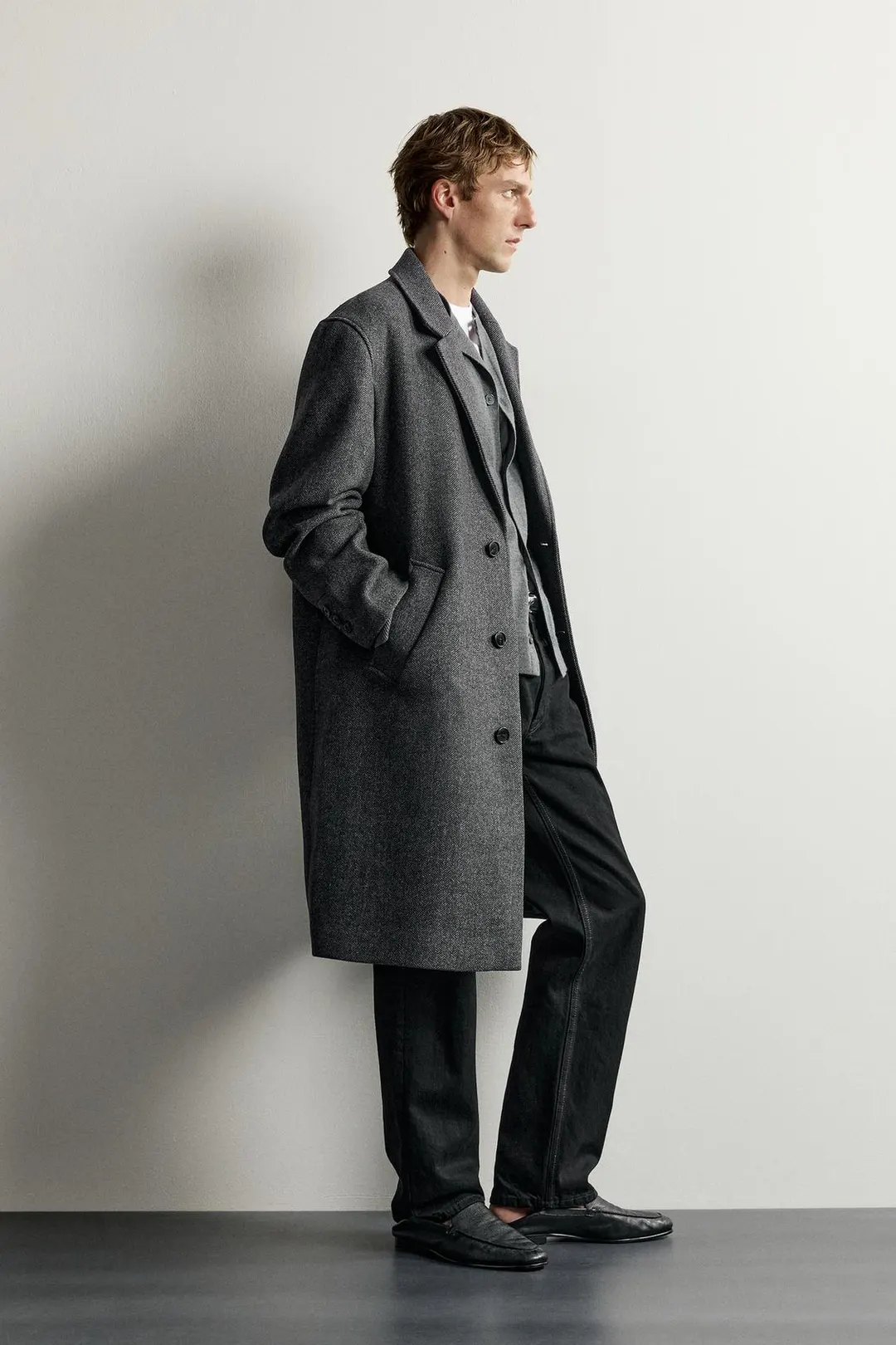 Пальто свободного кроя из смесовой шерсти, Zara