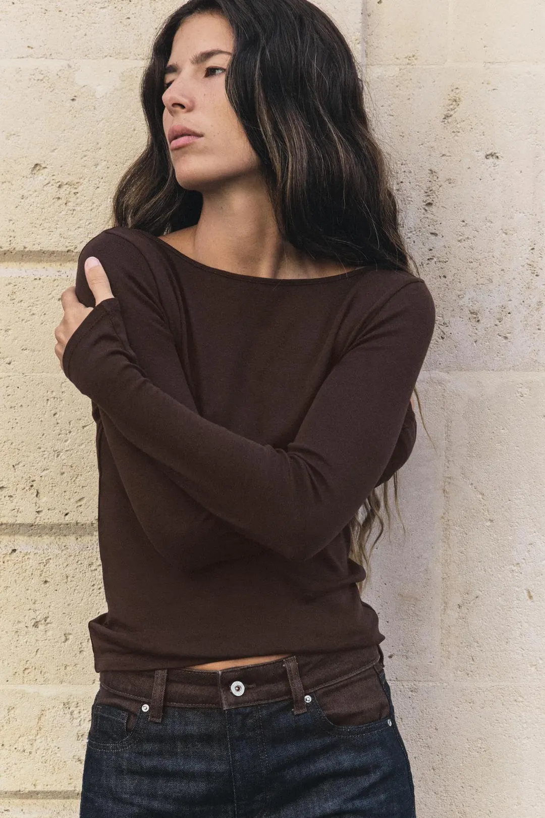 Футболка с вырезом лодочкой, Zara
