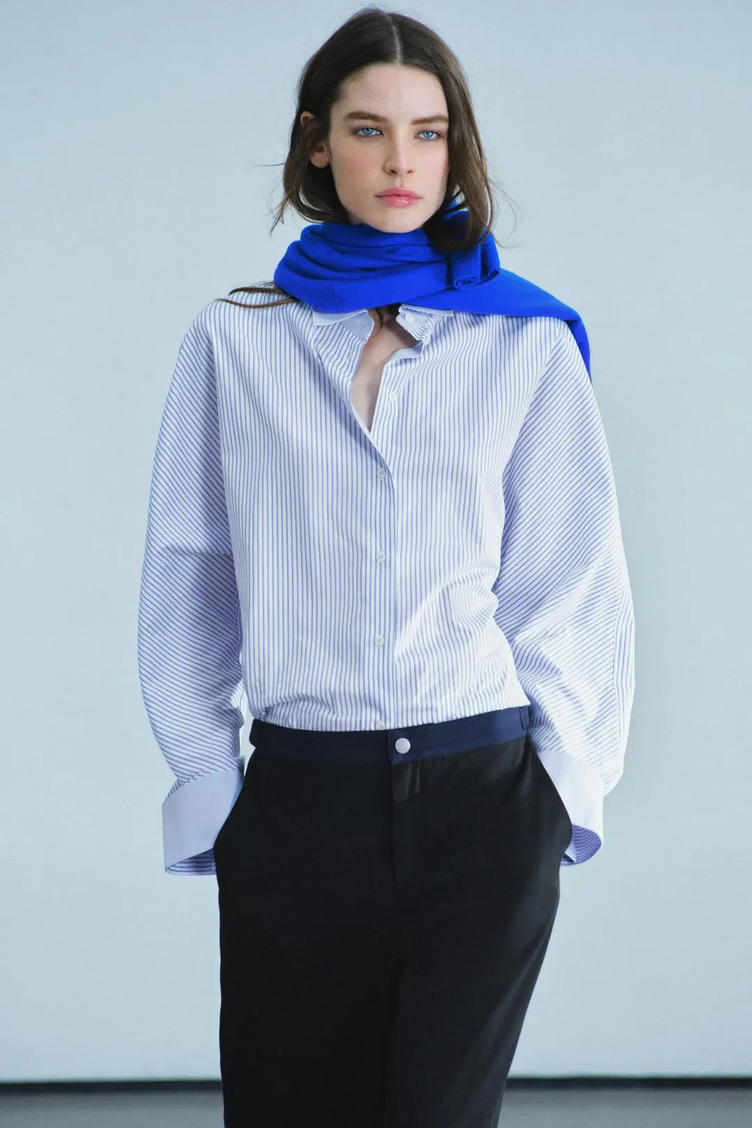 Рубашка оксфорд в контрастную полоску ZW Collection, Zara