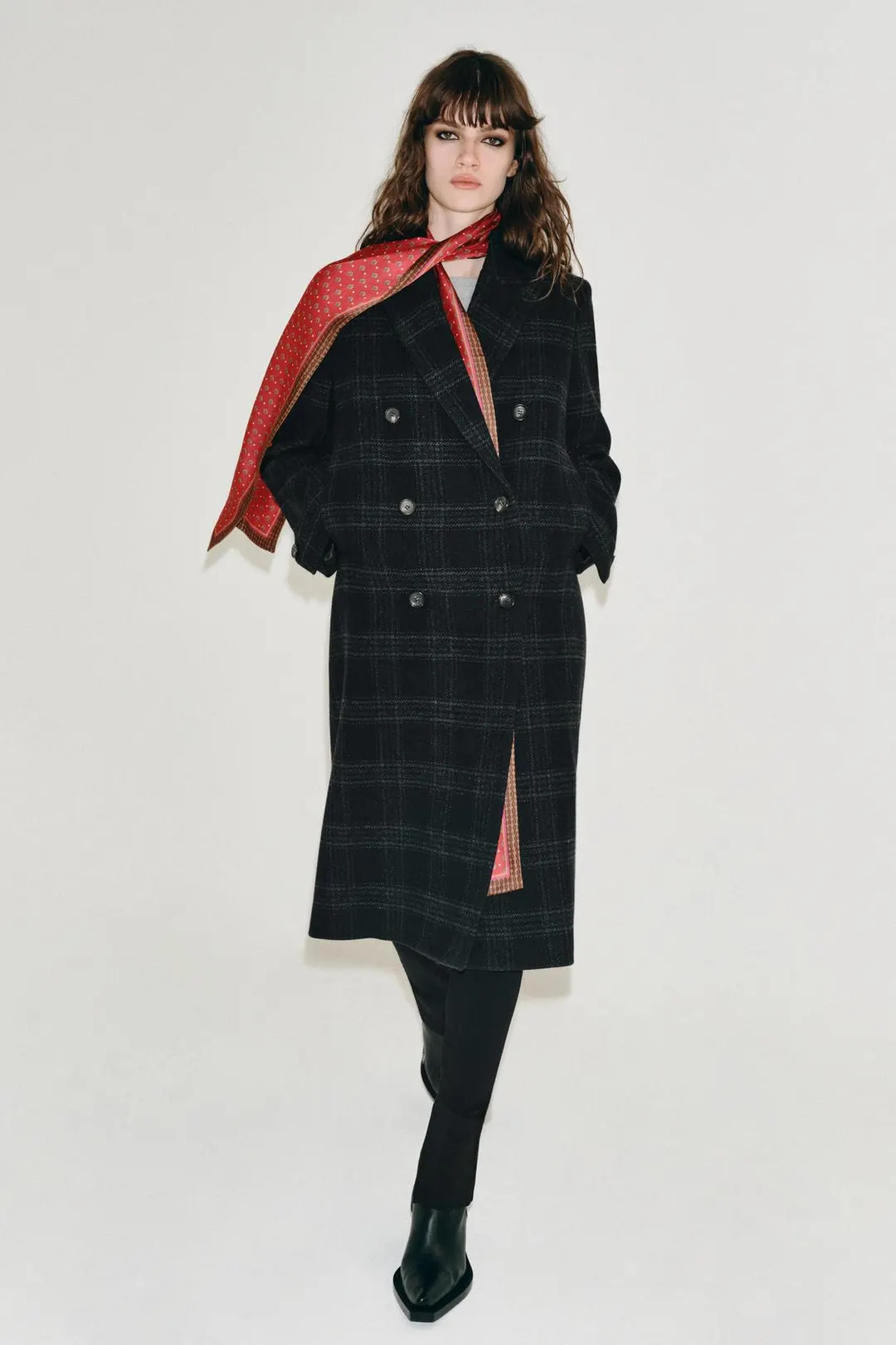 Пальто в клетку из смесовой шерсти ZW Collection, Zara