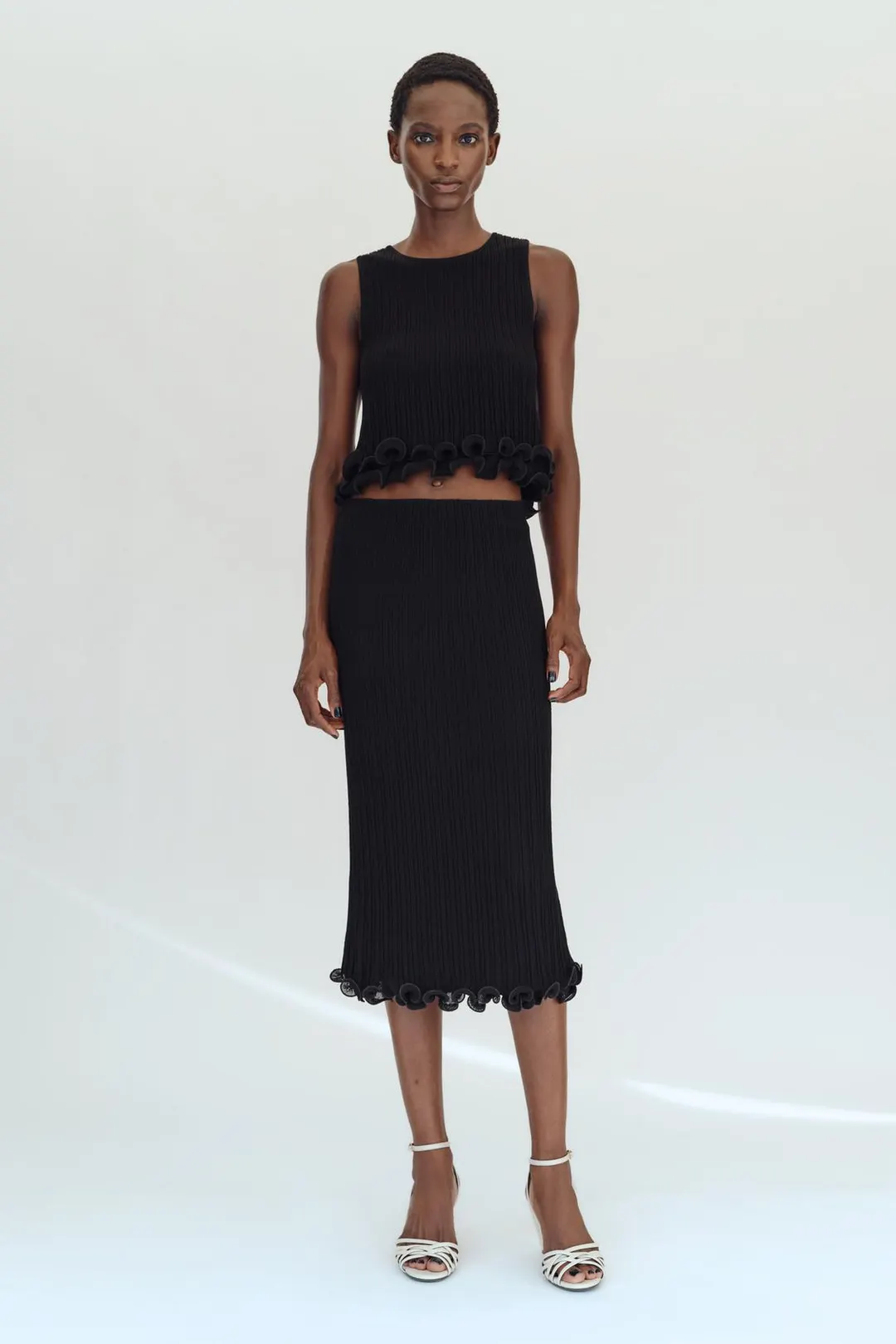Юбка миди двухслойная вязаная, Zara