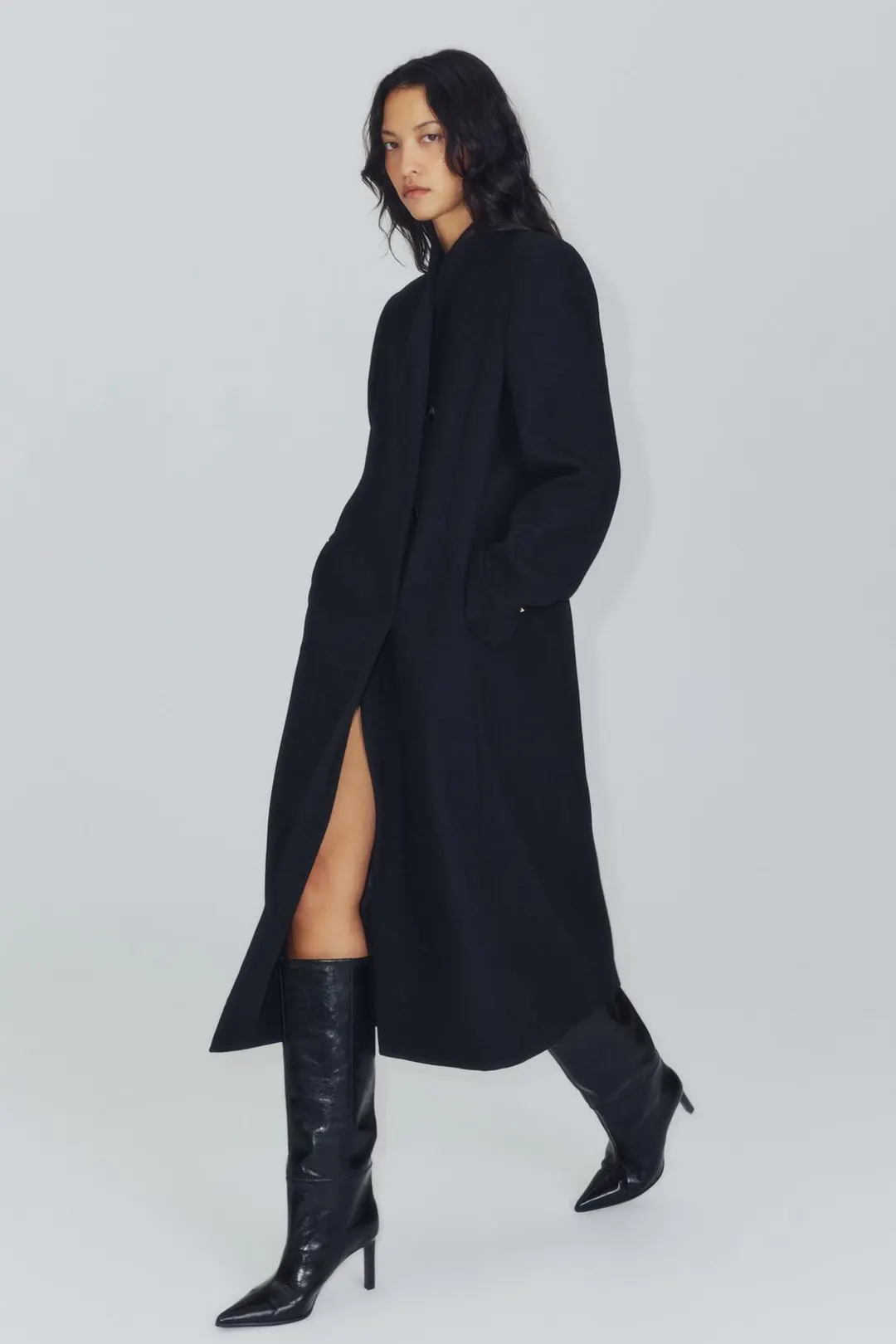 Кожаные сапоги на каблуке, Zara