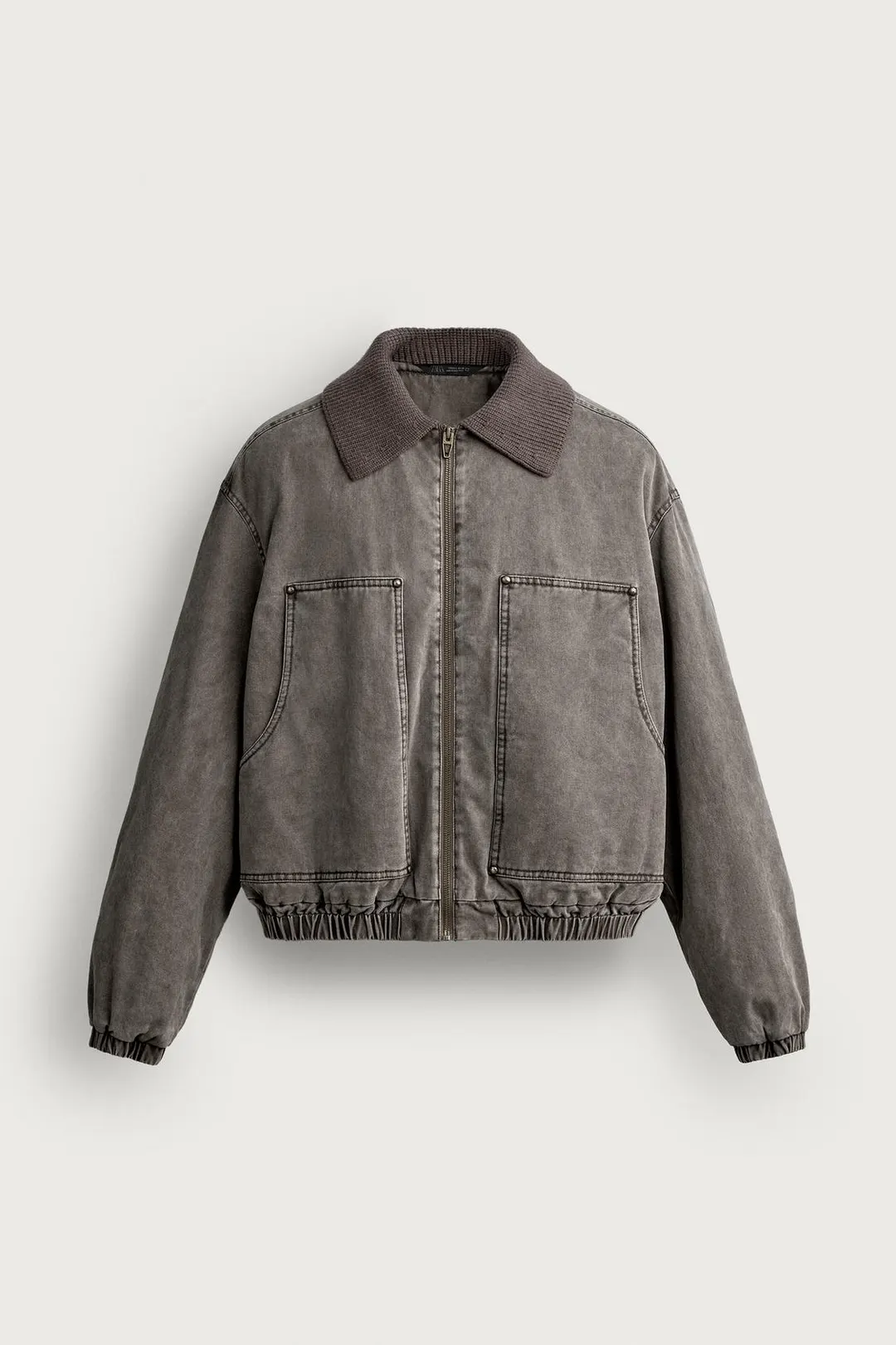 Укороченная куртка с трикотажным воротником, Zara