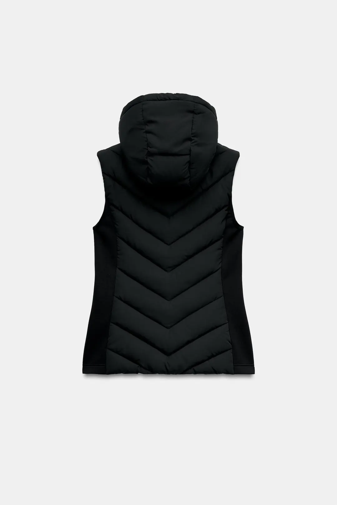 Жилет комбинированный стеганый с капюшоном, Zara