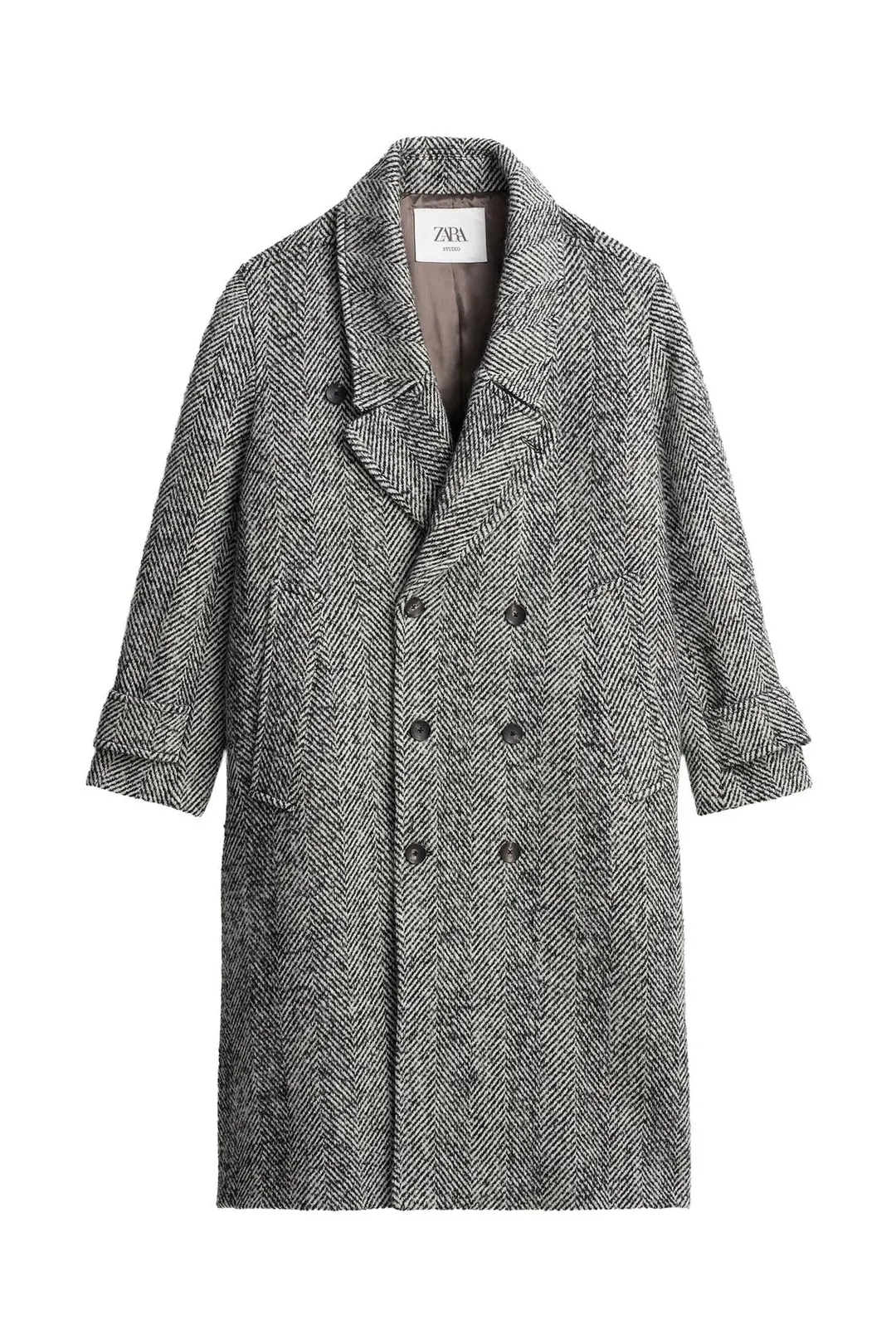 Пальто оверсайз с узором в елочку, Zara