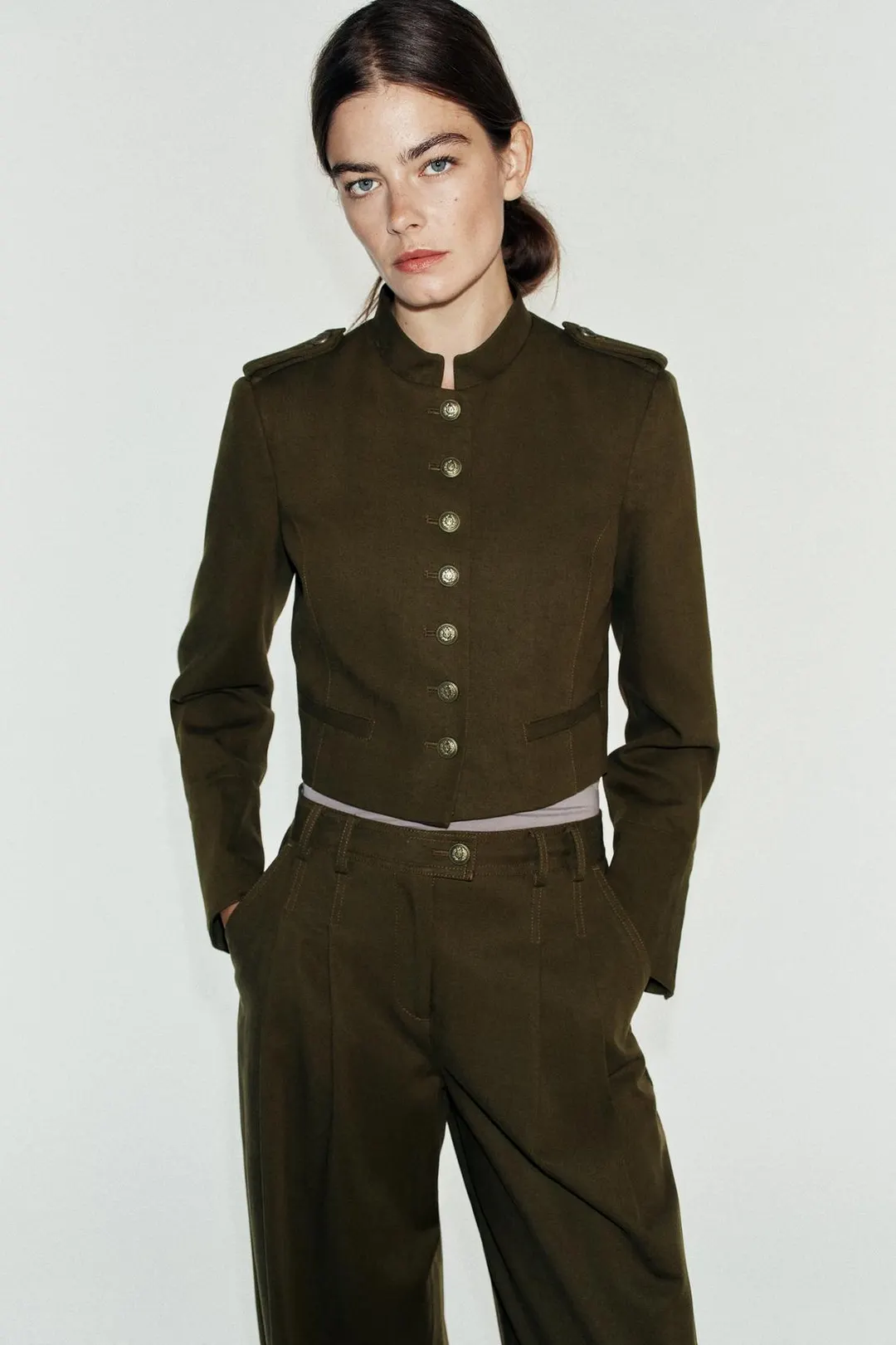 Укороченный жакет с подплечниками, Zara