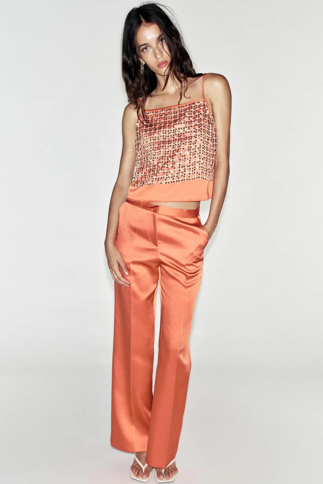Атласные брюки прямого кроя, Zara